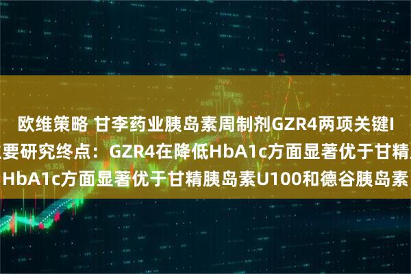 欧维策略 甘李药业胰岛素周制剂GZR4两项关键III期临床研究均达到主要研究终点：GZR4在降低HbA1c方面显著优于甘精胰岛素U100和德谷胰岛素