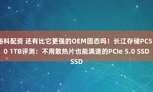 峪科配资 还有比它更强的OEM固态吗！长江存储PC550 1TB评测：不用散热片也能满速的PCIe 5.0 SSD