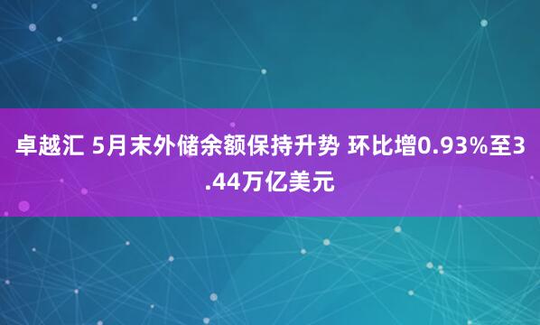 卓越汇 5月末外储余额保持升势 环比增0.93%至3.44万亿美元